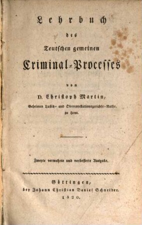 Lehrbuch des Teutschen gemeinen Criminal-Processes