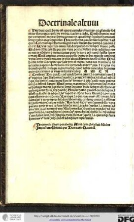 Doctrinale altum parabolarum Alani cum glosa finit feliciter, impressum Colonie per Henricum Quentell.