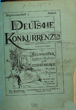 Deutsche Konkurrenzen. Ergänzungsheft, 1. 1897