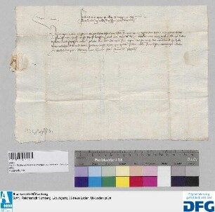 Markgraf Friedrich von Brandenburg sagt der Nürnberger Kaufmannschaft zur Frankfurter Herbstmesse sicheres Geleit zu.
