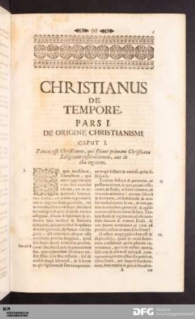 Pars I. De Origine Christianismi.