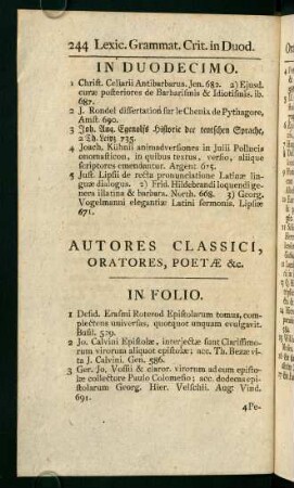 II. Auctores Classici, Oratores, Poetae & c.