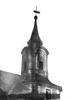 Schmannewitz. Dorfkirche. Turm von Südwesten