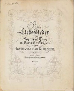 Vier Liebeslieder : für Sopran u. Tenor mit Begl. d. Pianoforte ; op. 32
