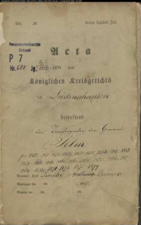 Kirchenbuchduplikate der Katholischen Gemeinde St. Ludger, Selm (Geburten 1850-1874). (Gemeinde: Selm, Katholische Gemeinde)