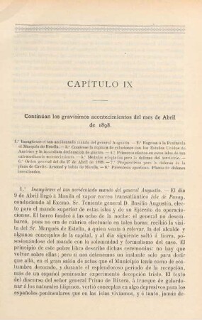 Capítulo IX. Continúan los gravísimos acontecimientos del mes de Abril de 1898