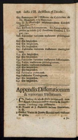 Appendix Dissertationum & variorum tractatuum
