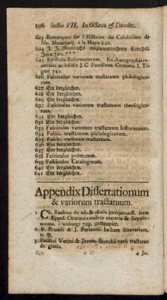 Appendix Dissertationum & variorum tractatuum