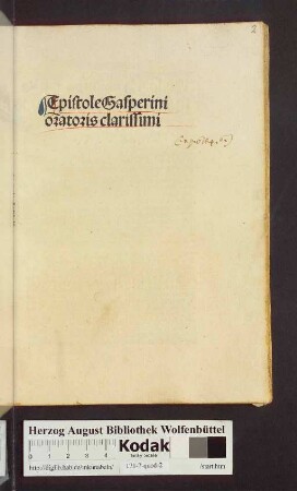 Epistole Gasperini oratoris clarissimi