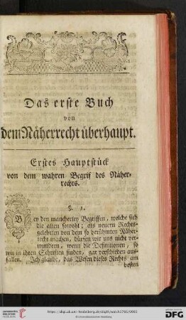 Das erste Buch von dem Naeherrecht ueberhaupt