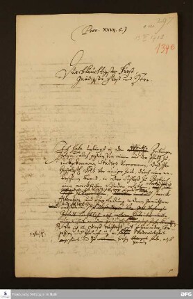 Brief von Johann Daniel Herrnschmidt an Georg August Samuel v. Nassau-Idstein.