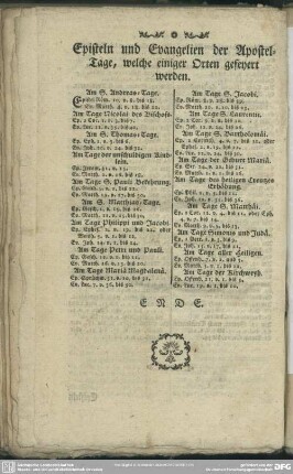 Episteln und Evangelien der Aposteltage, welche einiger Orten gefeyert werden