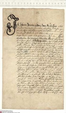 Johann Martin Ludwig von Schleifras, kurmainzischer Kämmerer, fuldischer Geheimer Rat sowie Oberjägermeister und Oberamtmann in Mackenzell, bekund...