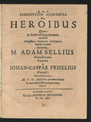 Exercitatio Academica De Heroibus