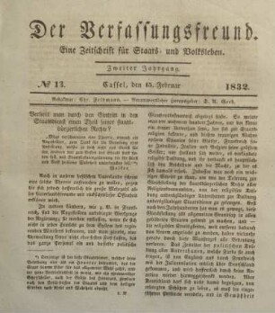№ 13. Cassel, den 15. Februar 1832.