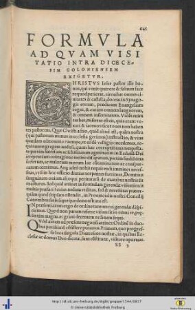 Formula Visitationis Dioecesis Coloniensis.