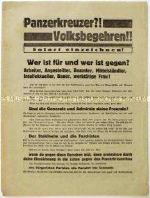 Aufruf der KPD zur Teilnahme am Volksbegehren gegen den Panzerkreuzerbau 1928