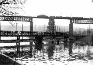 Stuttgart Münster König-Wilhelm-Viadukt Überbau Behelfsbrücke Hilfsgerüst Lok Baureihe E 94 Güterzug