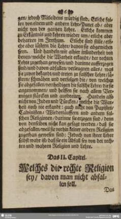 Das II. Capitel. Welches die rechte Religion sey, davon man nicht abfallen solle