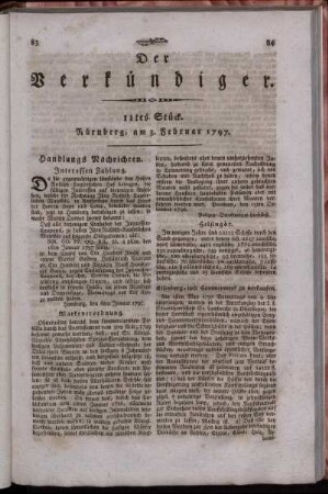 11tes Stück. Nürnberg, am 3. Februar 1797