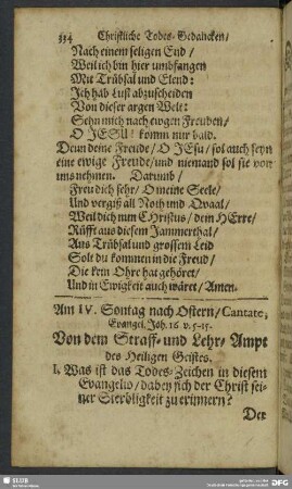 Am IV. Sontag nach Ostern, Cantate