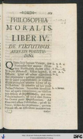 Liber IV. De Virtutibus Annexis Fortitudini.