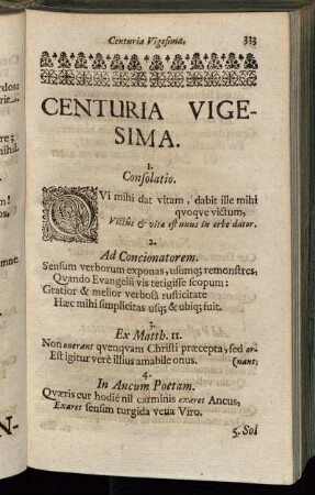 Centuria Vigesima.