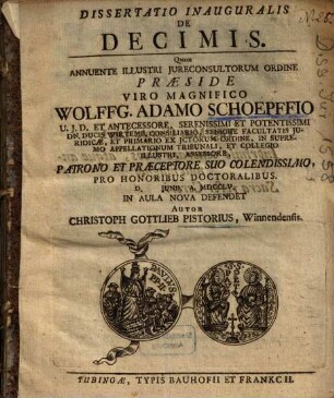 Dissertatio Inauguralis De Decimis