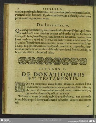 Titulus II. De Donationibus Et Testamentis