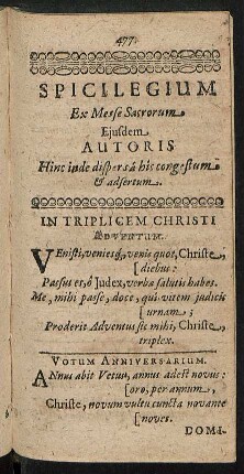 Spicilegium Ex Messe Sacrorum Eiusdem Autoris