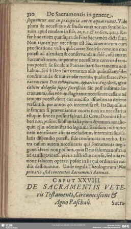 Caput XXVIII. De Sacramentis Veteris Testamenti, Circumcisionis & Agno Paschali