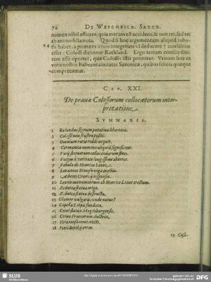 Cap. XXI. De prava Colossorum collocatorum interpretatione