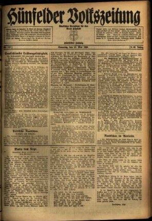 Ausgabe vom Samstag, den 15. Mai 1920.