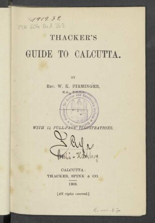 Thacker's guide to Calcutta
