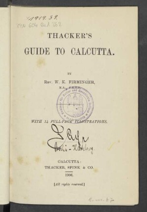 Thacker's guide to Calcutta