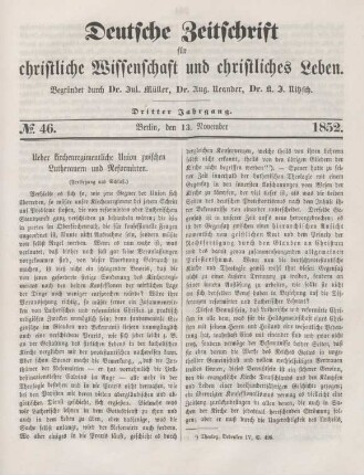 363-370 Ueber kirchenregimentliche Union zwischen Lutheranern und Reformirten : Fortsetzung und Schluß