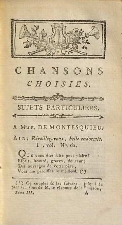 Chansons Choisies, Avec Les Airs Notés, 3