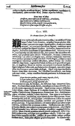 Cap. XIII. De Araneo Cicure sive domestico