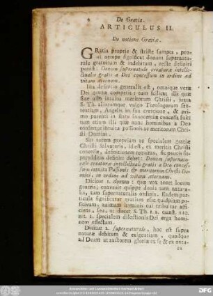 Articulus II. De notione Gratiae.