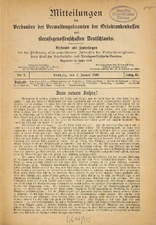Mitteilungen : volkstüml. Monatsschr. für prakt. Arbeiterversicherung. 2. 1896