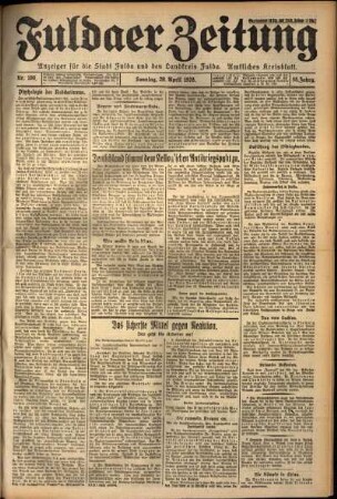 Erste Ausgabe vom Sonntag, den 29. April 1928.
