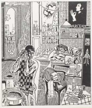 Morgens zu Hause (Februarblatt des Junge-Welt-Grafik-Kalenders 1973)