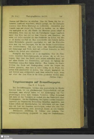 Vergrösserungen auf Bromsilberpapier