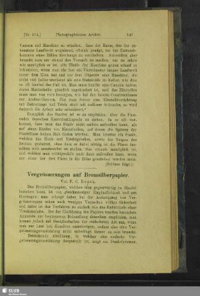 Vergrösserungen auf Bromsilberpapier