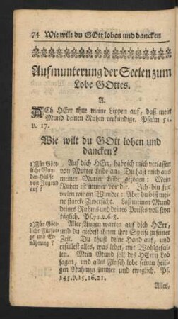 Aufmunterung der Seelen zum Lobe GOttes.