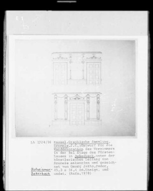 Entwurf für die Wandgestaltung des Vorzimmers in der Bel Etage des Fürstenhauses in Beberbeck