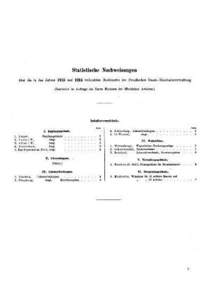 1915/1916: Statistische Nachweisungen über die in den Jahren ... vollendeten Hochbauten der preußischen Staats-Eisenbahnverwaltung