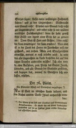 Der 76. Psalm. Ein Psalmlied Assaph auf Saitenspiel vorzusingen