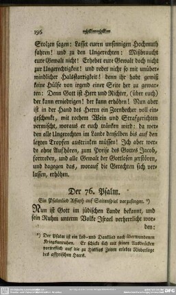 Der 76. Psalm. Ein Psalmlied Assaph auf Saitenspiel vorzusingen