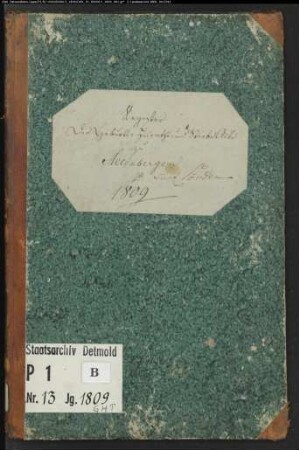 Zivilstandsregister der katholischen Gemeinde Altenbergen, Kreis Höxter (GHT 1809) (Gemeinde: Katholische Gemeinde Altenbergen, Kreis Höxter)